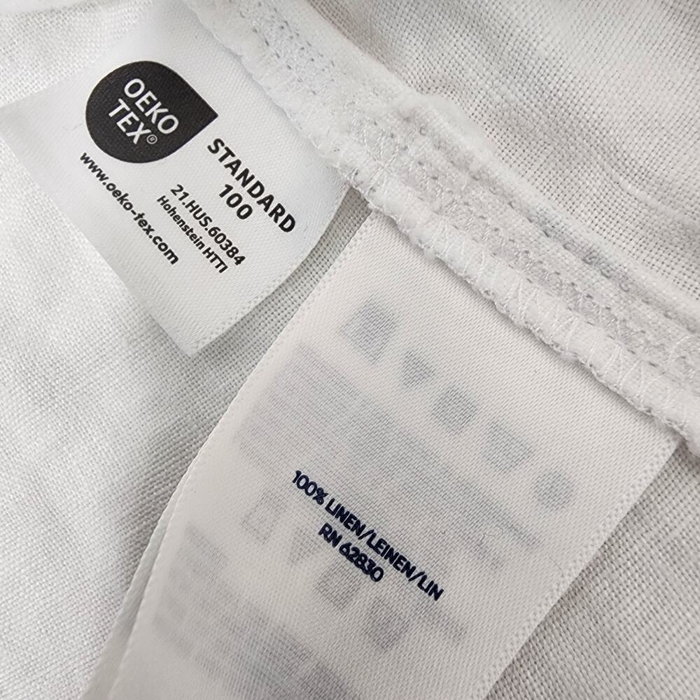 Lands' End Women's Sleeveless 100% Linen Top XL 18 White V Neck Gathered Yoke - Picture 7 of 9